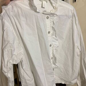 H&M White Ruffled Blouse
